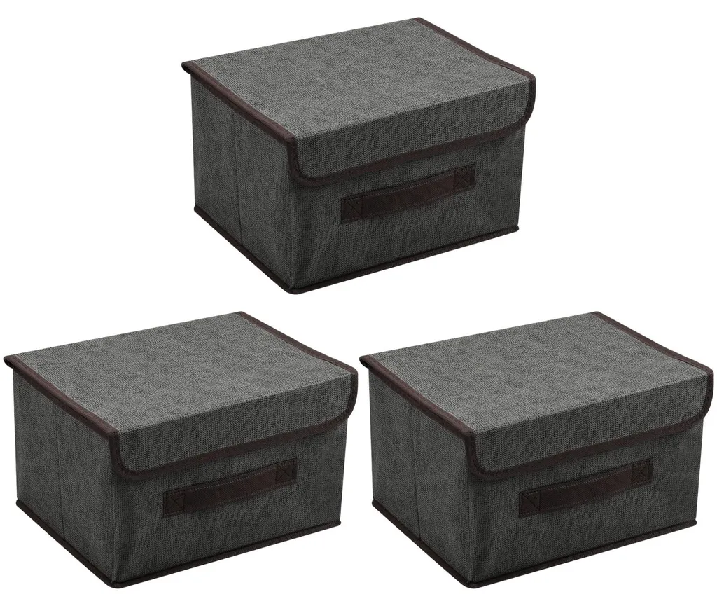 Organiseur pour Jouets et Vêtements en Tissu Gris - Lot de 3 Boîtes Cubes