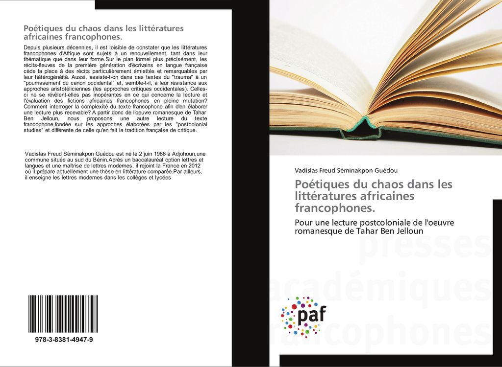 Poétiques du chaos dans les littératures africaines francophones.