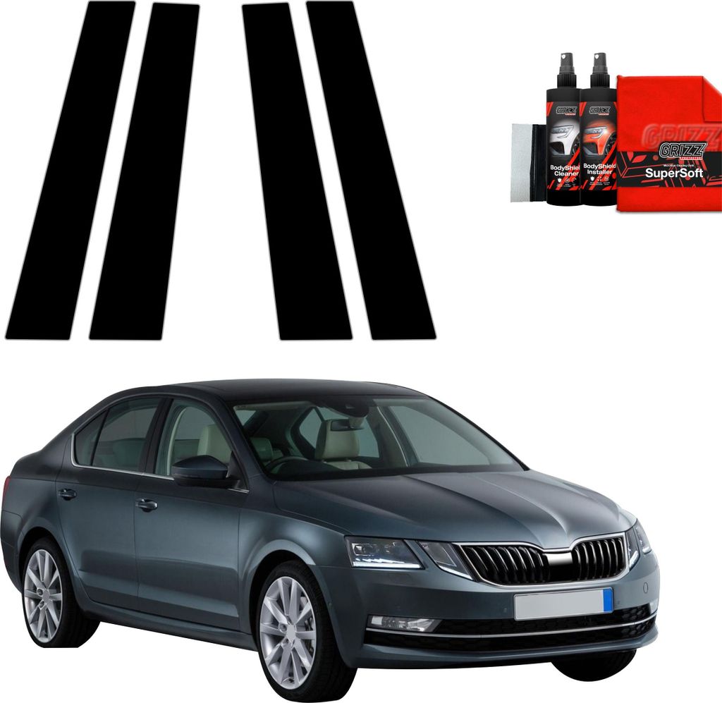4in1 Schwarze Grizz Protector schutzfolie für B-Säule - Skoda Octavia 3 (2017-2020)