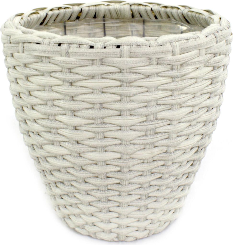 Rattan Blumentopf rund 1 Stück - S weiß