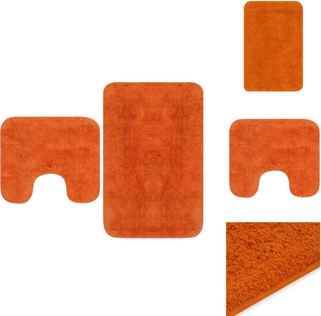 Set tapis de bain orange 2 unités en tissu souple pour déco de douche