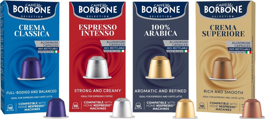 Caffè Borbone Verkostungsset 40 Kapseln Aluminium Kaffee Kompatibel mit verschiedenen Nespresso -Maschinen*