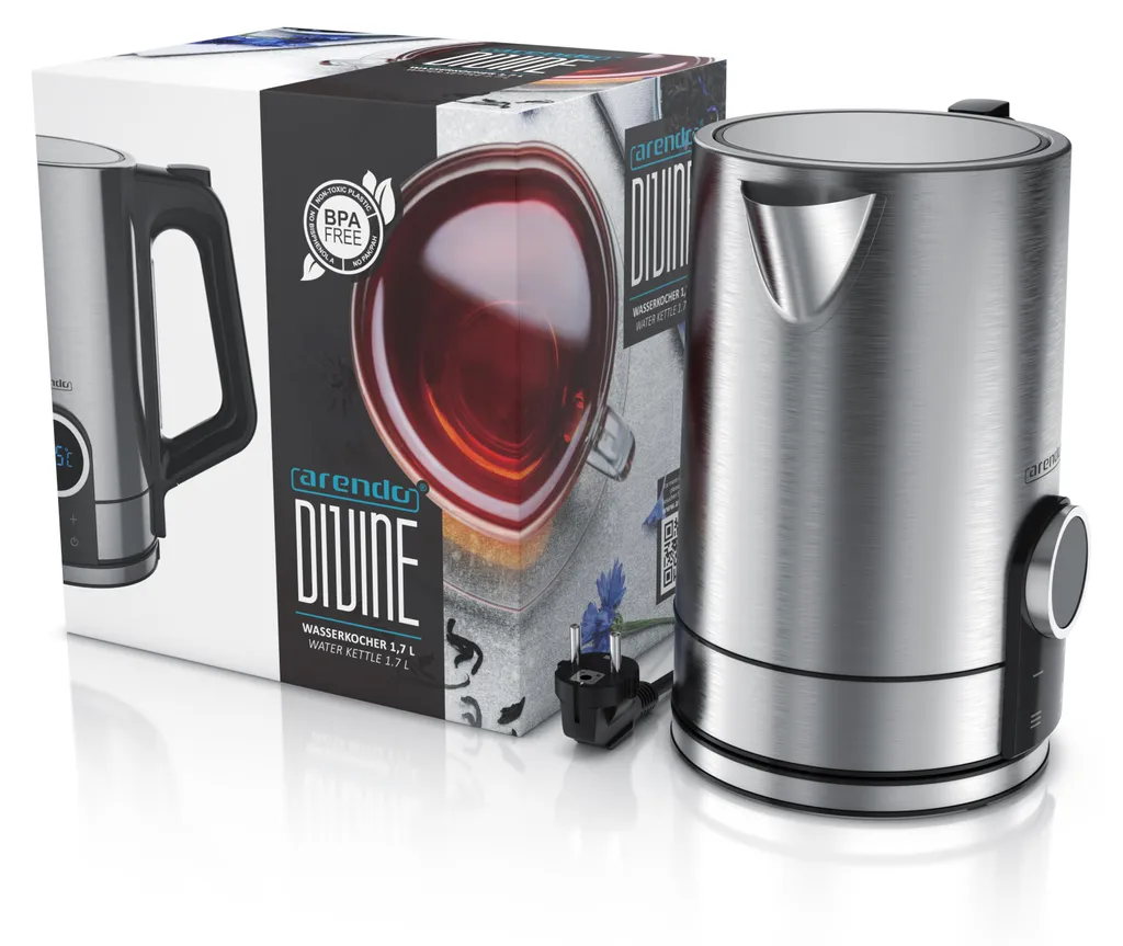 Bouilloire Arendo 1,7L en Acier Inoxydable avec Réglage Température Précis