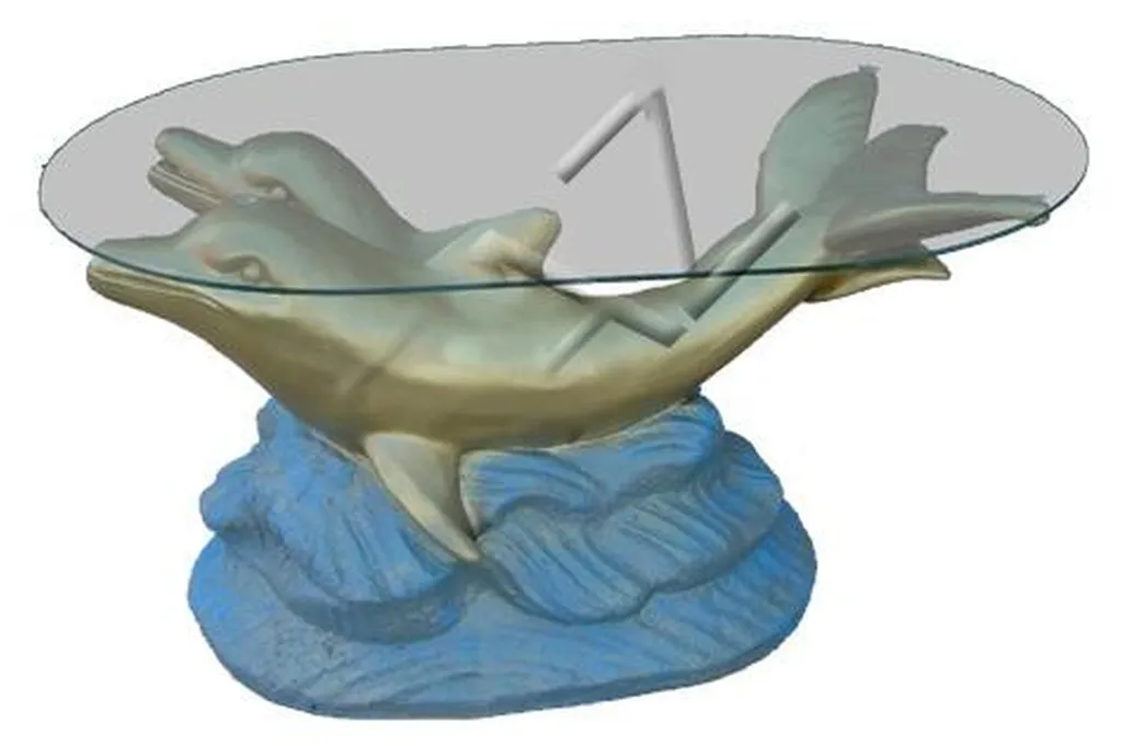 Table basse décorative pour salon style antique avec dauphins d'art