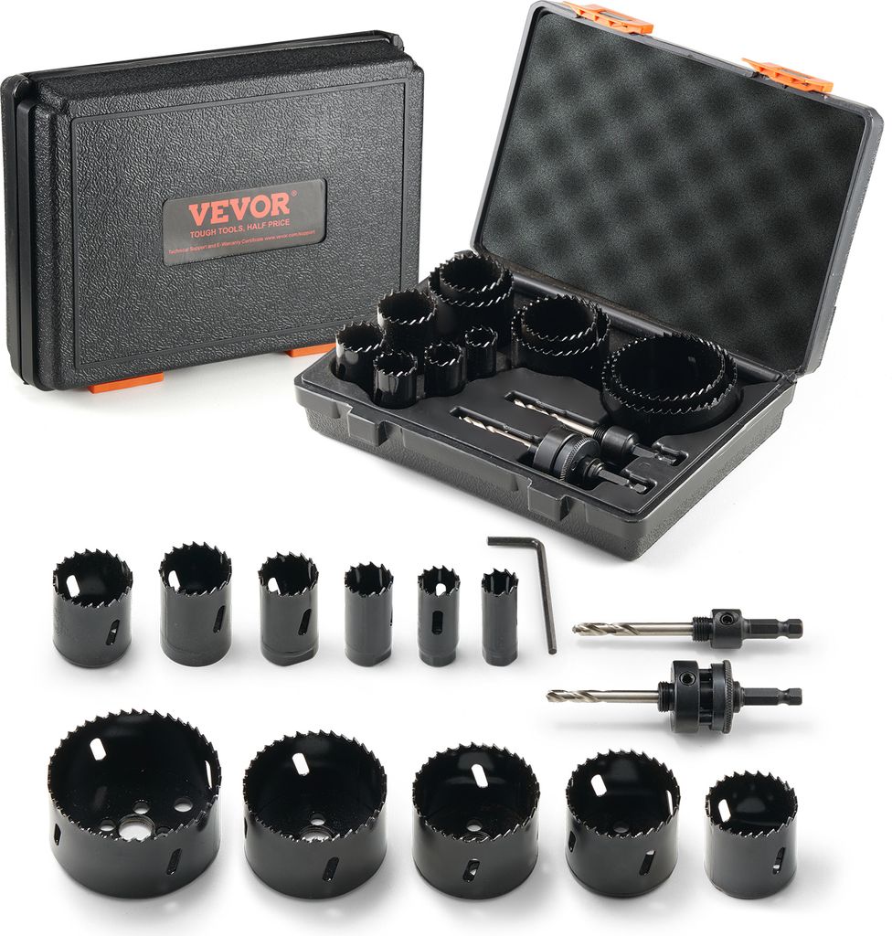 VEVOR Lochsäge Set Bimetall, 11-tlg. Lochblätter, Bimetall Lochsägensatz Bohrmaschine Zubehör, Profi Lochsägen zum Bohren von Holz, Eisen, Kun...