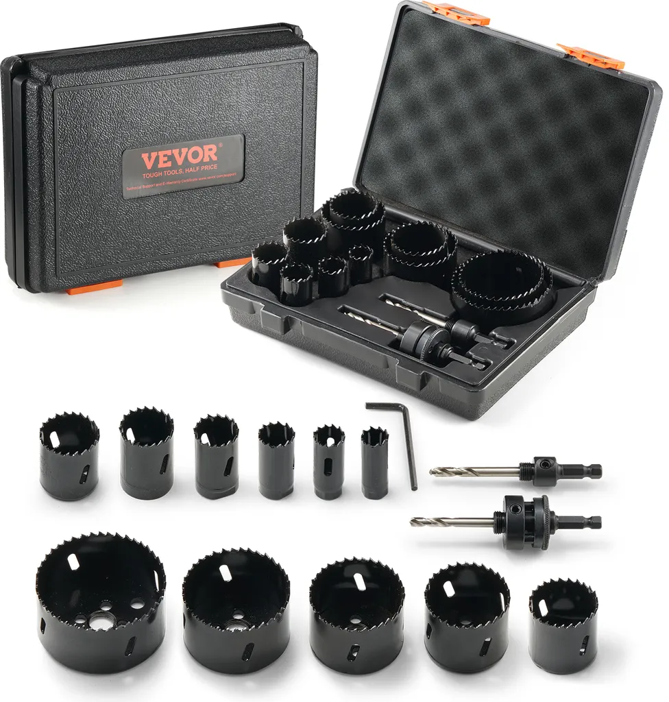 VEVOR Seghe a Tazza Bimetalliche Set 11 Pz | Frese M42 Alta Resistenza Ferro Legno