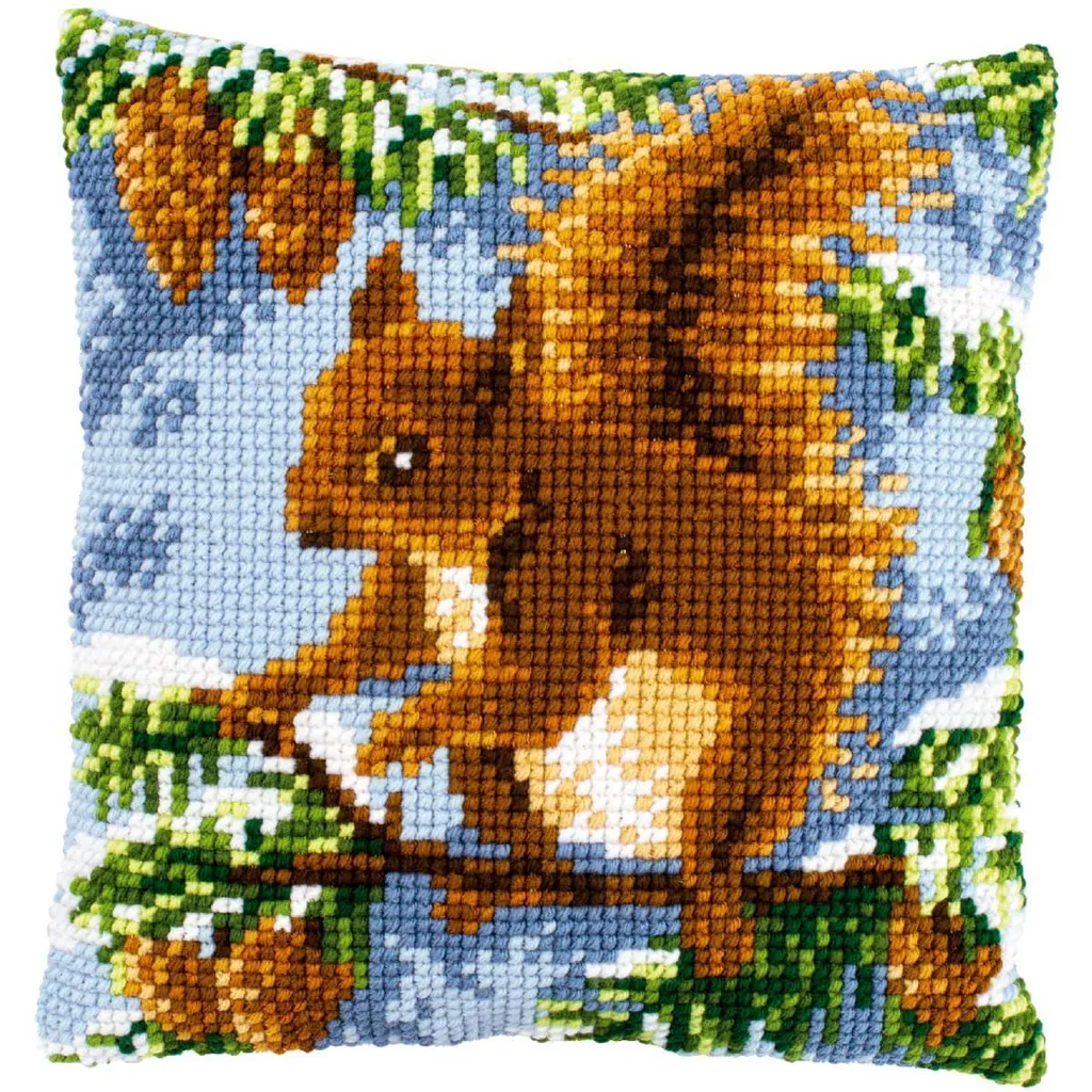 Kit Ricamo Vervaco Cuscino Scoiattolo 40x40 - Punto Croce per Principianti