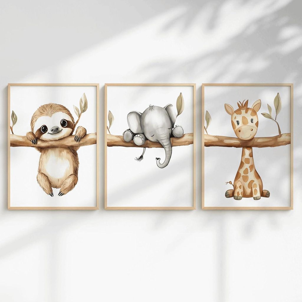 3-teilige Poster Set, A4 & A3, Safaritiere, Wanddekoration Produktbild 