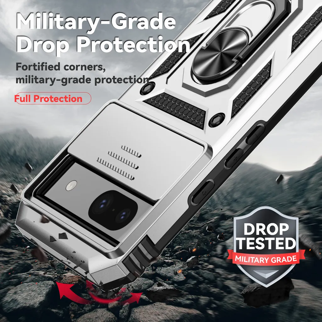 Custodia Rugged Pixel 8A Argento: Doppio Strato e Slider Camera Manuale - 6