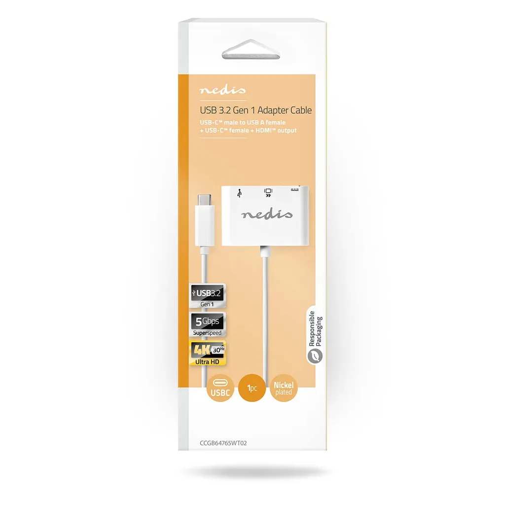 Adaptateur USB-C Multiport - Sortie HDMI USB-A et USB-C 5Gbps - Blanc - 3