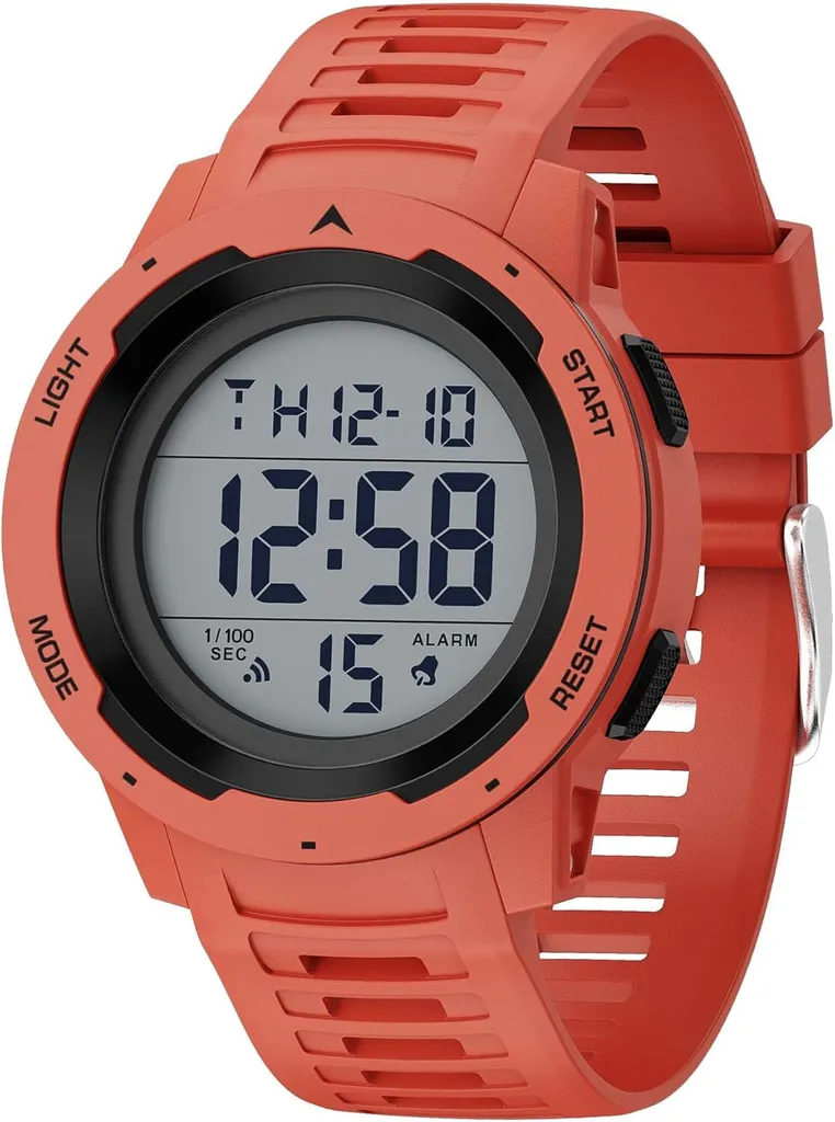 Orologio Uomo Digitale Sportivo XL - Cinturino Gomma Nero Militare