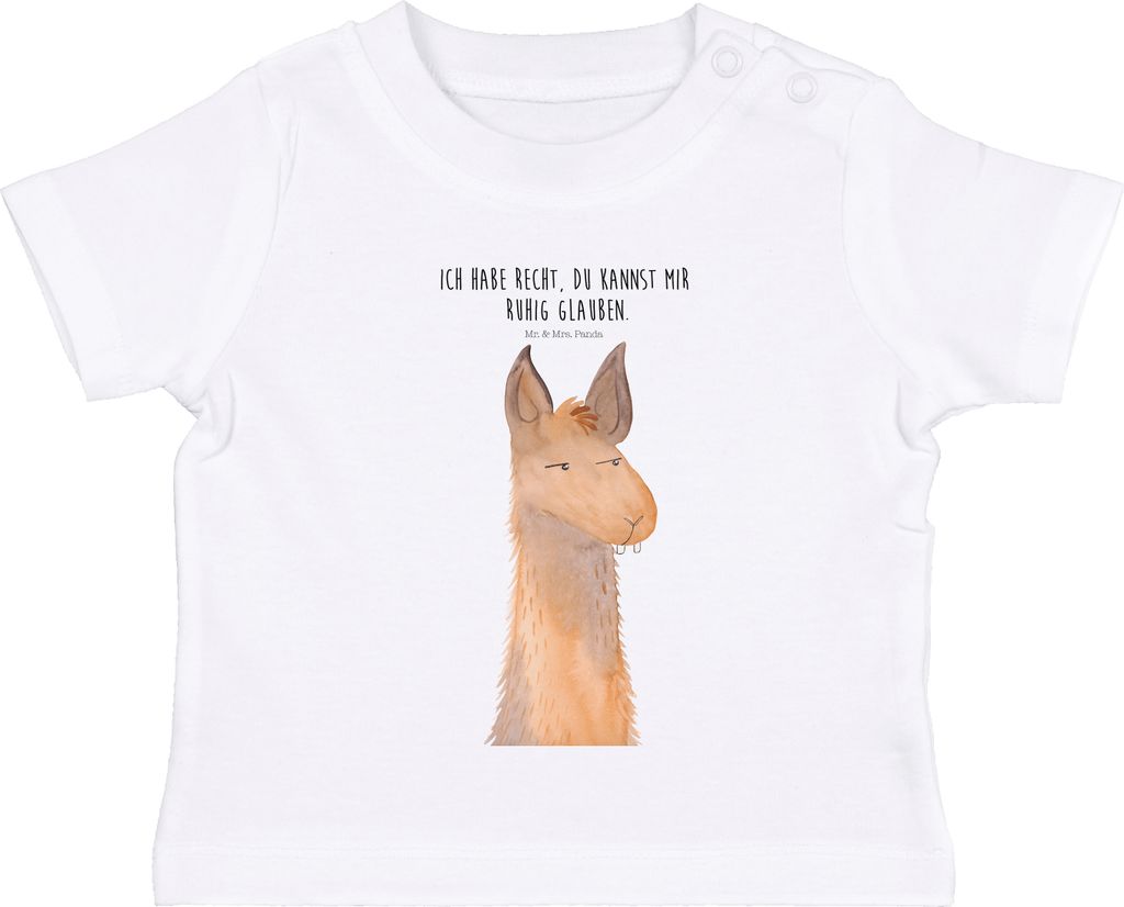 Mr. & Mrs. Panda T-Shirt Lamakopf Genervt 0. - 6. Monat - Weiß - Geschenk, Beste Freundin, Lama, Kinder, Baby Shirt, Recht haben, Babyshirt, Chefi...
