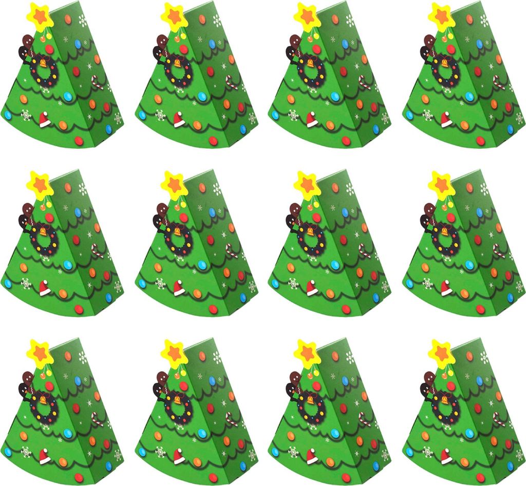 Weihnachtssüßigkeitenboxen, baumförmige Süßigkeitenverpackungsboxen, kleine Papiergeschenkboxen für Weihnachten und Silvester, Partyzubehör