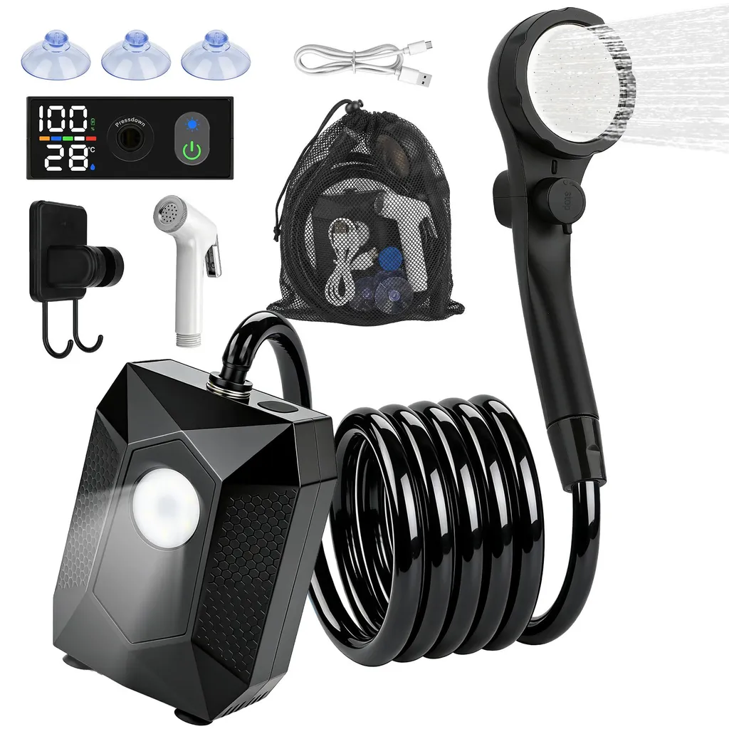 Douche extérieure portable avec pompe électrique et batterie Lithium