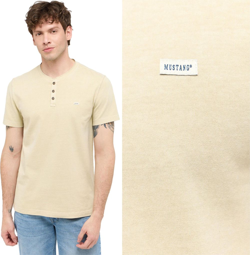 MUSTANG Herren, T-Shirt AUSTIN, XXL, Beige, sport, tshirt, shirt