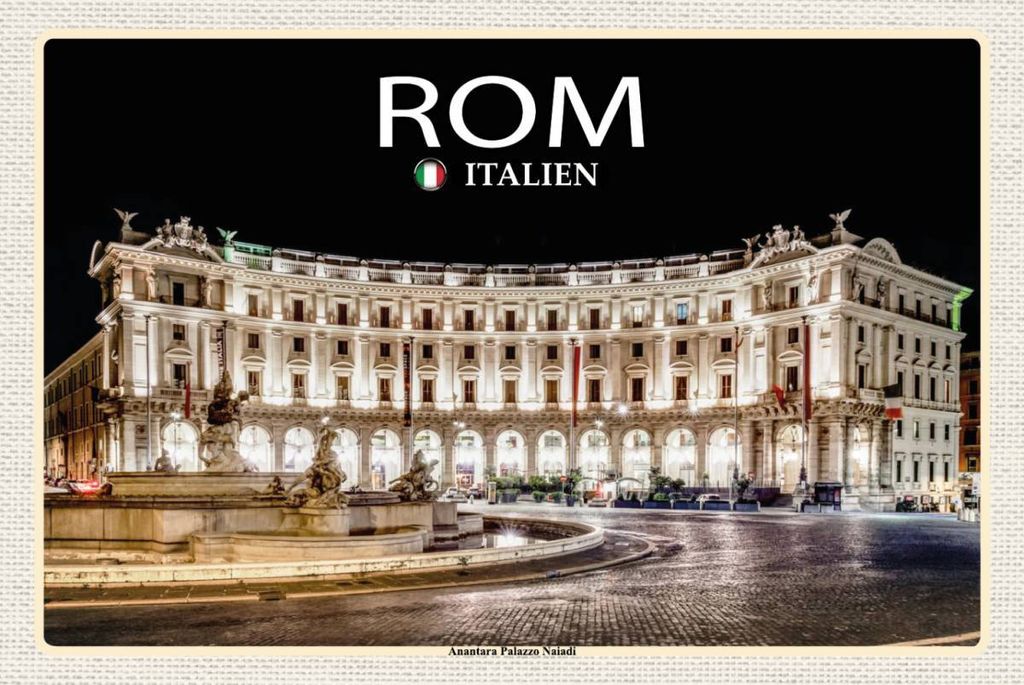 vianmo Holzschild 12x18 cm Italien Rom Anantara Palazzo Naiadi Bildmotiv Reisemotiv Abenteuer Reisen