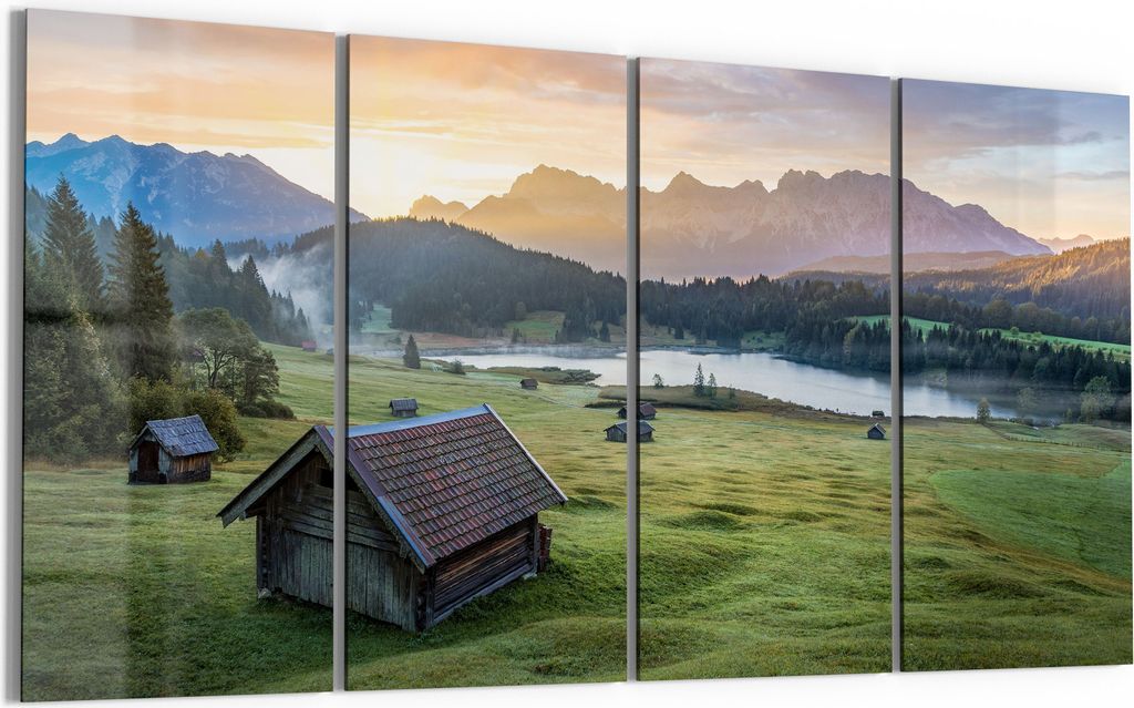 DEQORI Glasbild Echtglas 4x30x60 cm 'Morgen am Geroldsee' Wandbilder XXL groß