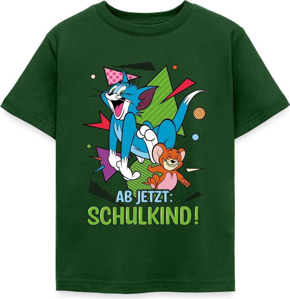 Spreadshirt Tom Und Jerry Ab Jetzt: Schulkind Kinder T-Shirt, 110/116 (5-6 Jahre), Forstgrün