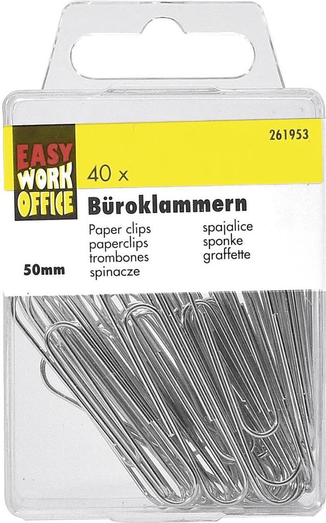 Verzinkte Büroklammern 50 mm, 40 Stück Produktbild 