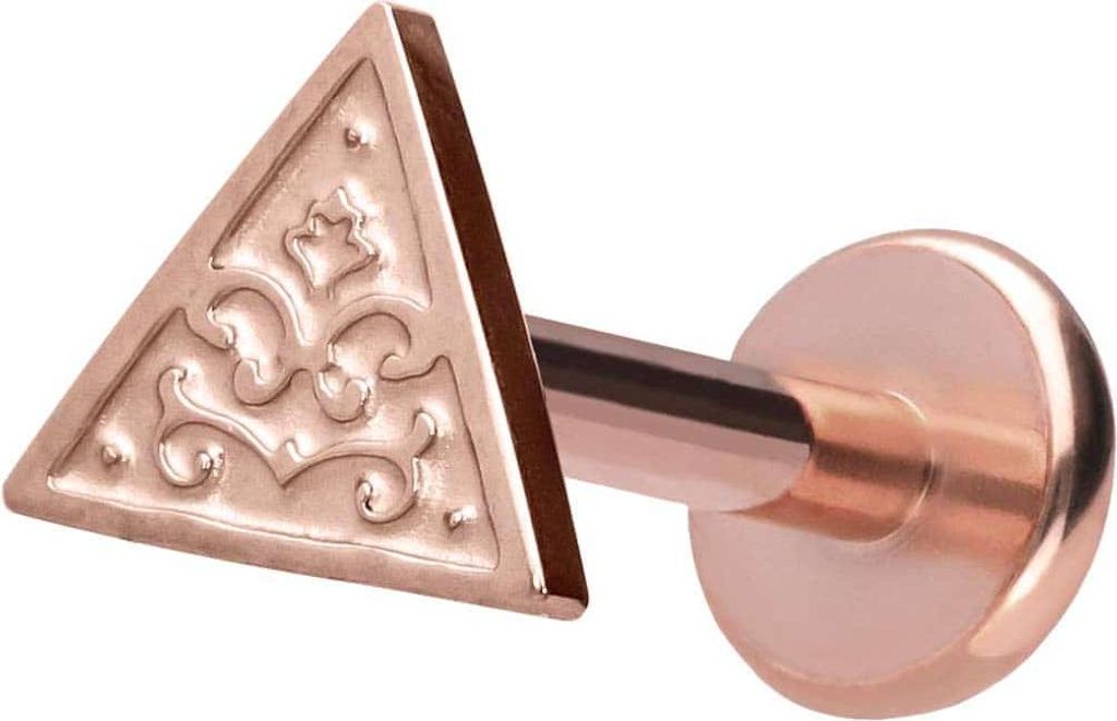 Ohrpiercing, Nasenpiercing Titan Labret mit Push Fit DREIECK RoséGold Stablänge: 9mm | Stabstärke: 1,2mm