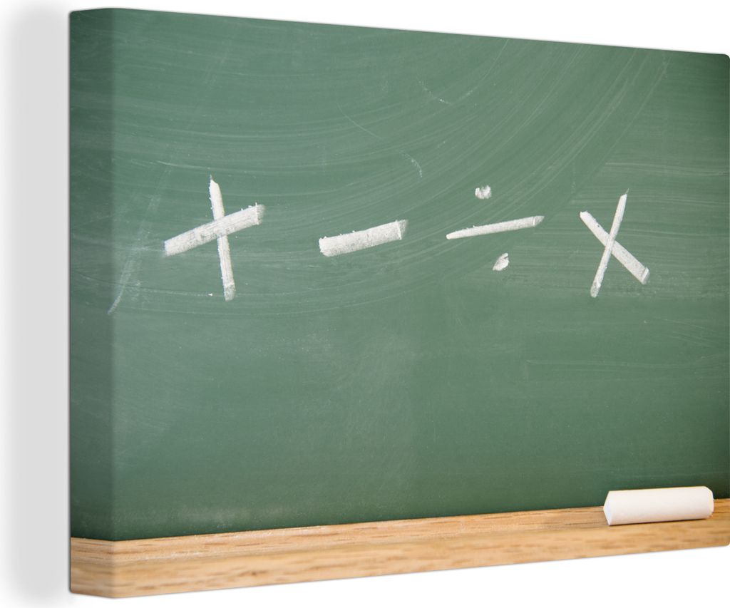 OneMillionCanvasses - Leinwandbilder - 140x90 cm, Symbole für Mathematik an einer Tafel, Wandbilder Kunstdruck Wanddekoration - Foto auf Leinwan...