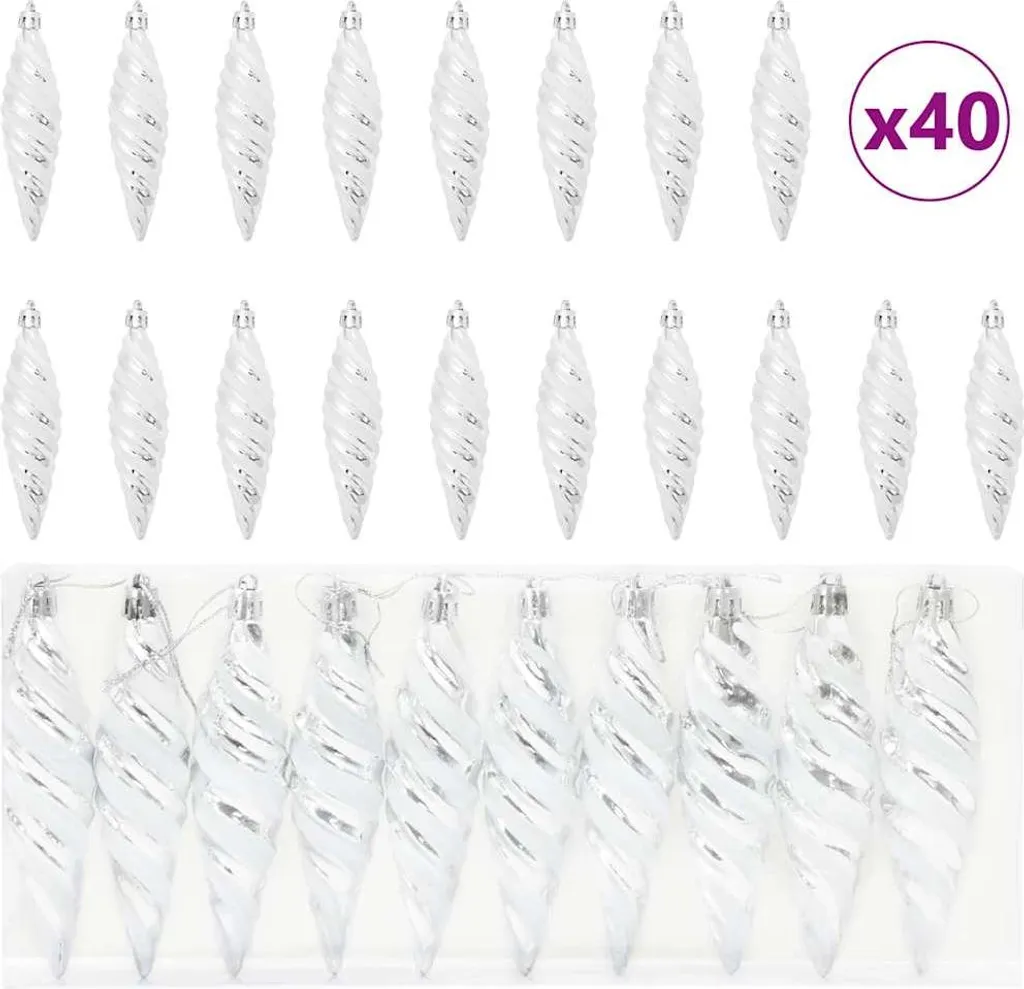 Boule Spirale de Noël pour Sapin Argent - 40 Pièces Déco Intérieure