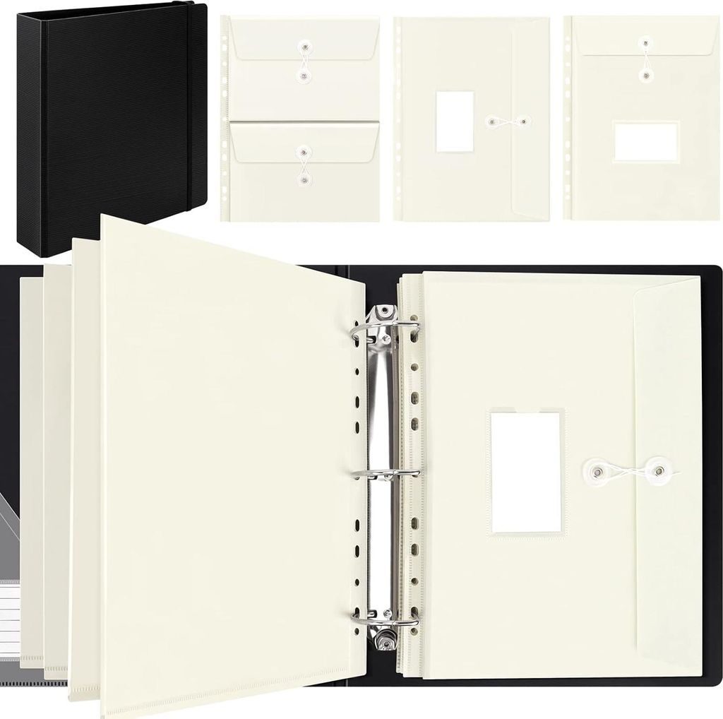 A4 Ringbuch 3-D Ring Bestandsmap mit 10 erweiterbaren, perforierten Kunststofftaschen - Popper Portemonnaies - große Papierorganizer für das Home...