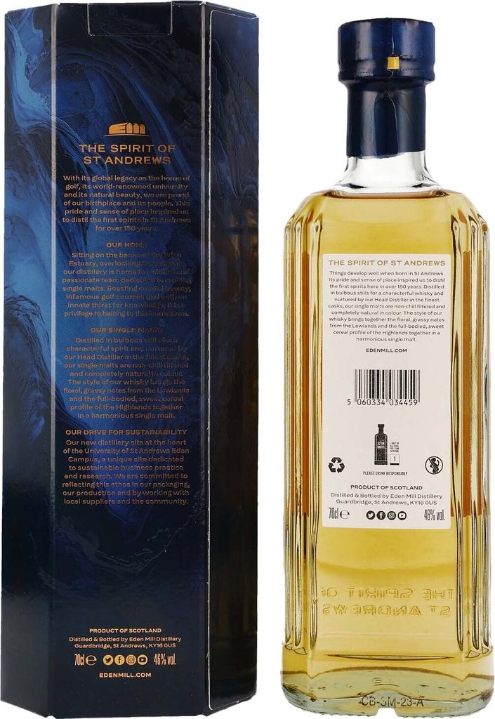 Eden Mill BOURBON CASK Single Malt Whisky 46% Vol. 0,7l in Geschenkbox