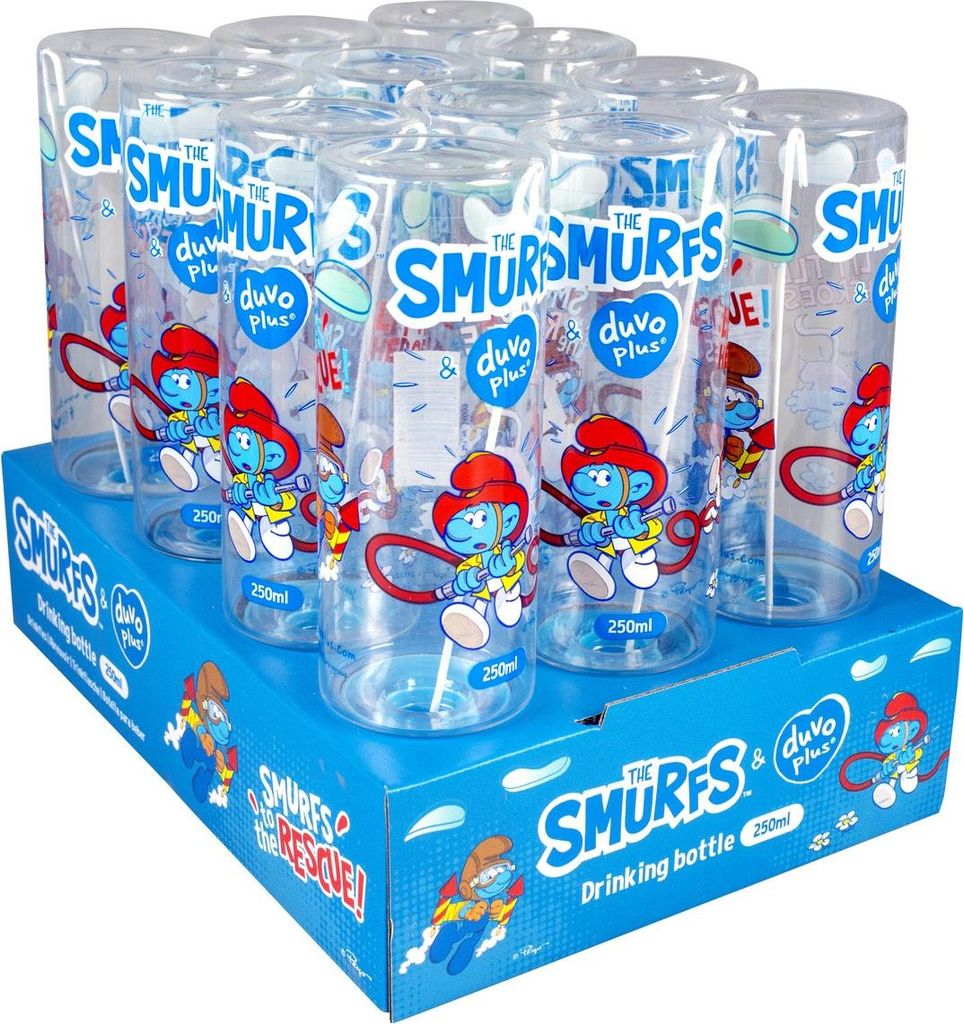 Duvo+ Trinkflasche Feuerwehrschlumpf transparent 250 ml