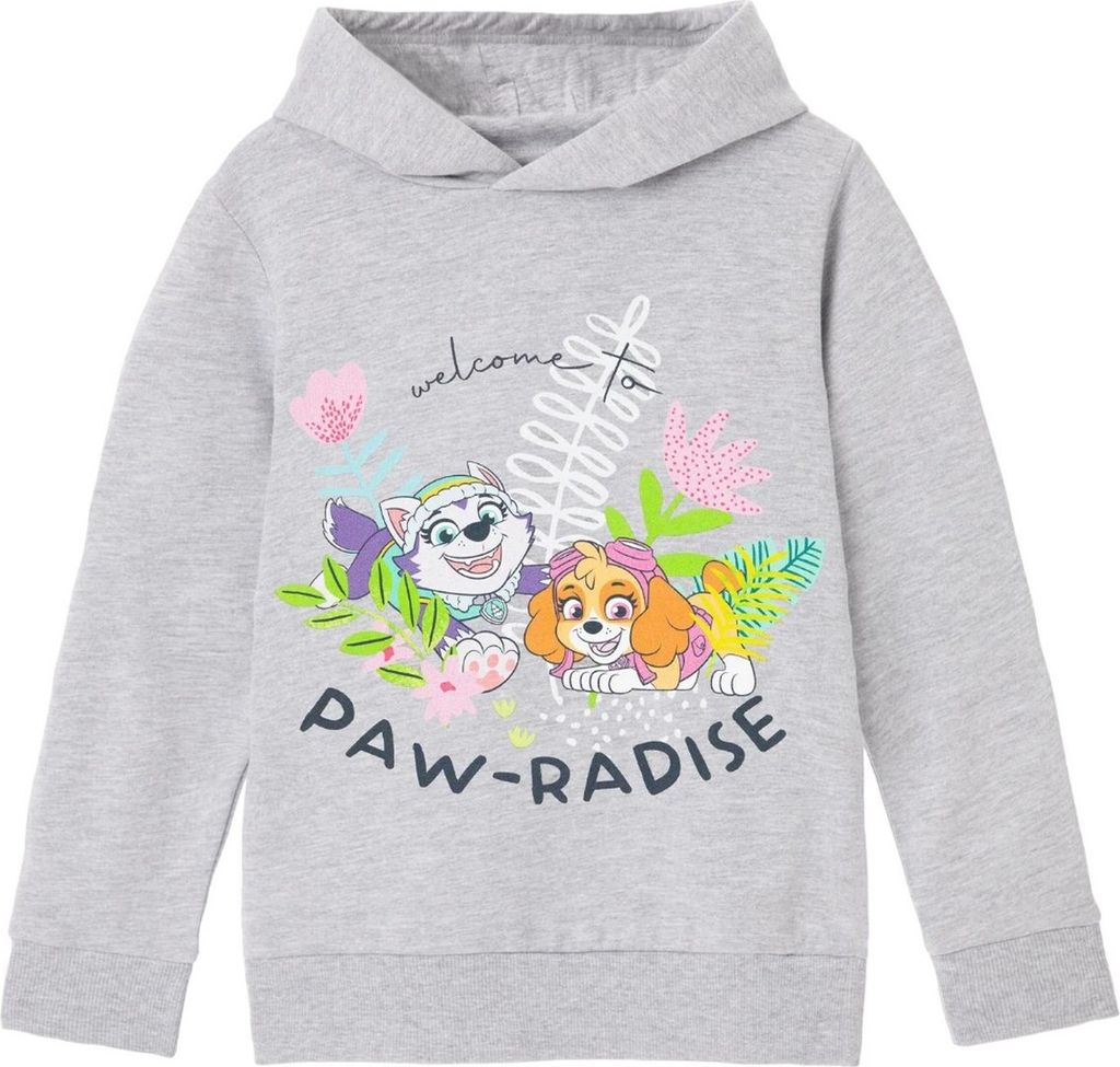 Paw Patrol - "Paw-Radise" Kapuzenpullover für Mädchen NS7895 (128) (Grau meliert)