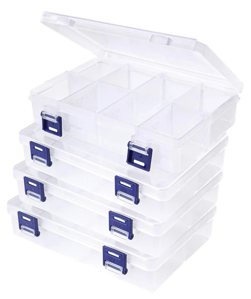 Mallette de tri modulable en plastique à 8 compartiments pour vis