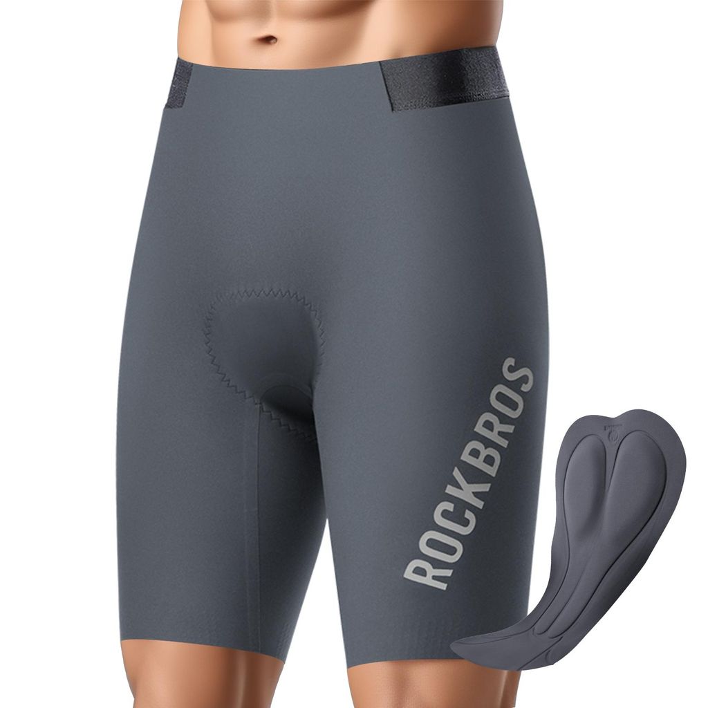 ROCKBROS Herren Fahrradhose Gepolstert kurz Radlerhose Atmungsaktiv Schnelltrocknend für Rennrad und MTB Titangrau EU Größe S