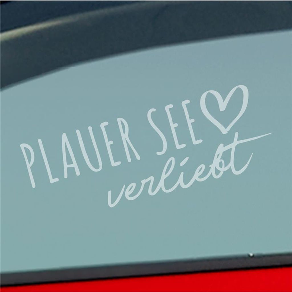 Auto Aufkleber Plauer See verliebt Herz See Sea Liebe Car 19x7 cm Milchglas Sticker Heckscheibenaufkleber