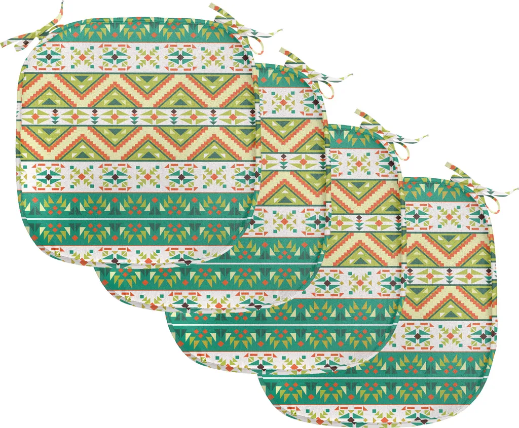 ABAKUHAUS Lot de 4 Coussins de Chaise Art 40x40 cm Vert Pistache Orange