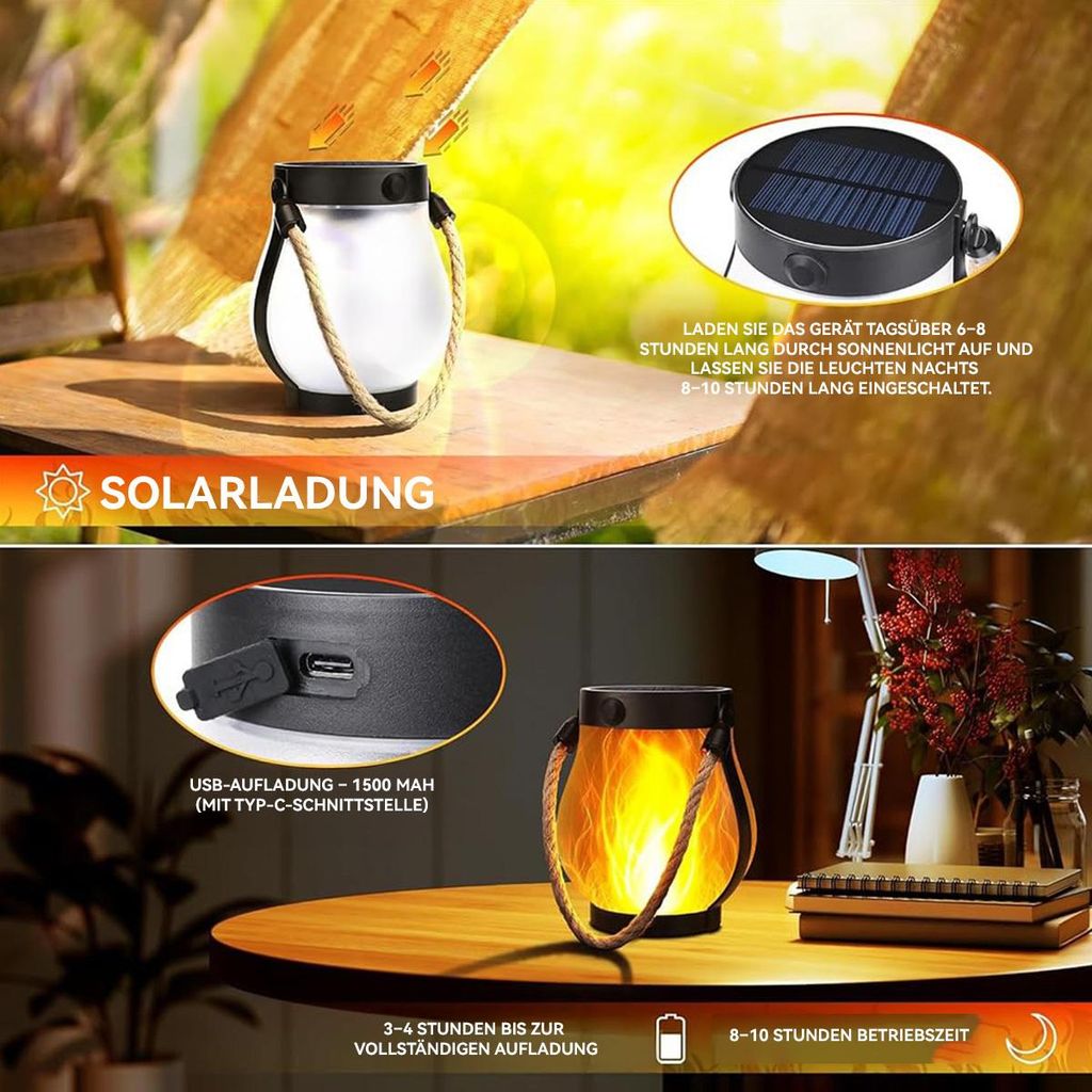 Ailan Hängende Solar-Flammlichter – Wetterfest, Wasserdicht, Mit Hanfseil, USB & Solar Aufladbar, Bis 10h Leuchtdauer – Für Hof, Camping & Terrasse Ailan Hängende Solar-Flammlichter – Wetterfest, Wasserdicht, Mit Hanfseil, USB & Solar Aufladbar, Bis 10h Leuchtdauer – Für Hof, Camping & Terrasse