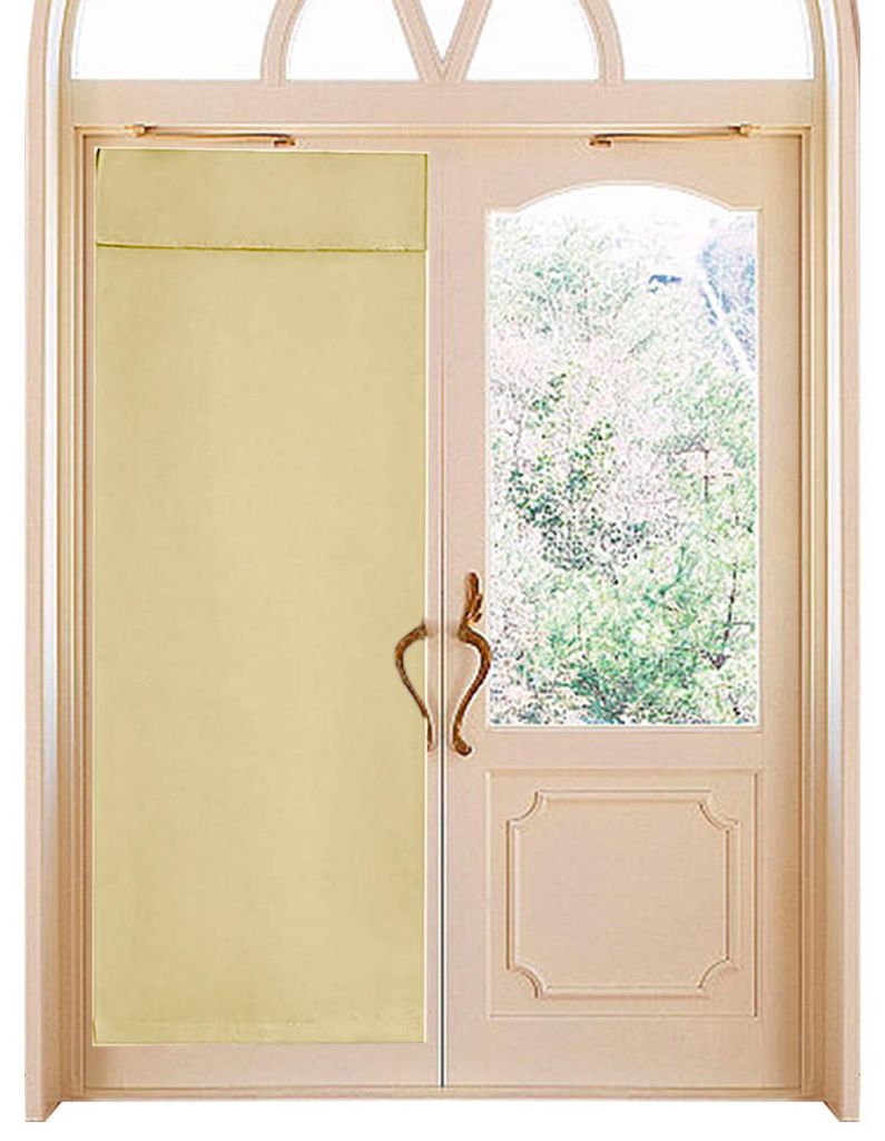 Selbstklebender, wärmeisolierender Vorhang mit Befestigungsband für Glastüren und Fenster, beige, 66 x 102 cm (ohne Stanzen), Verdunkelungsvorhang.