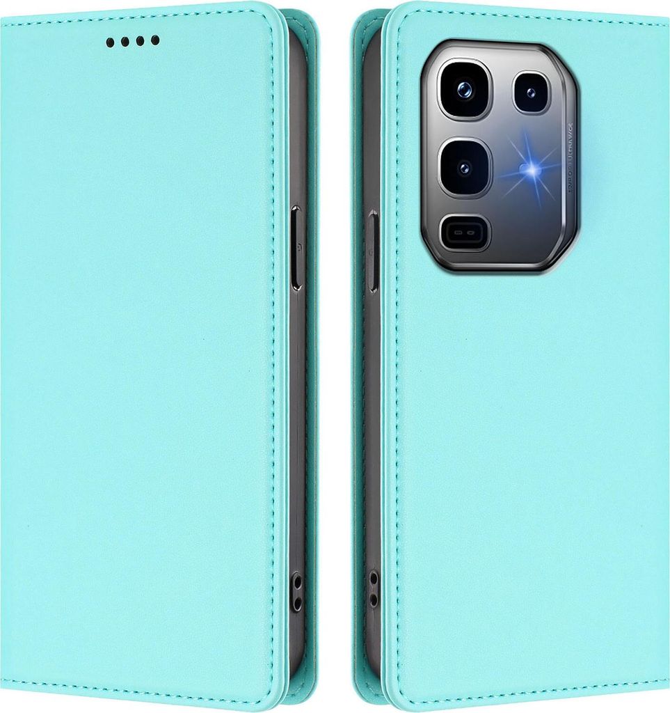 Handyhülle für Infinix Note 50 Pro+ 5G, Kunstleder Klapphülle Stoßfeste Magnetische Hülle mit Ständer Türkis