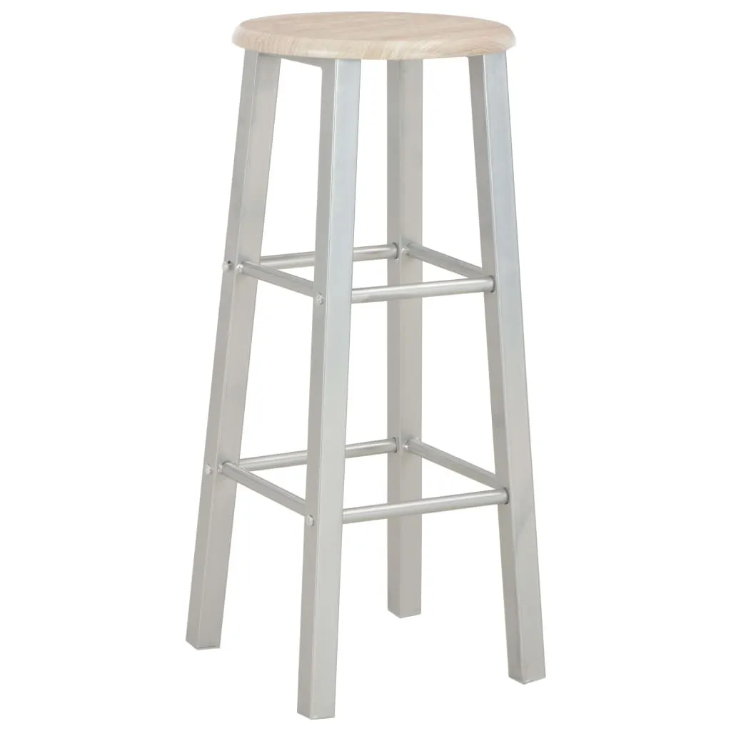 Set de bar 3 pièces bois et acier avec table haute et 2 tabourets - 6