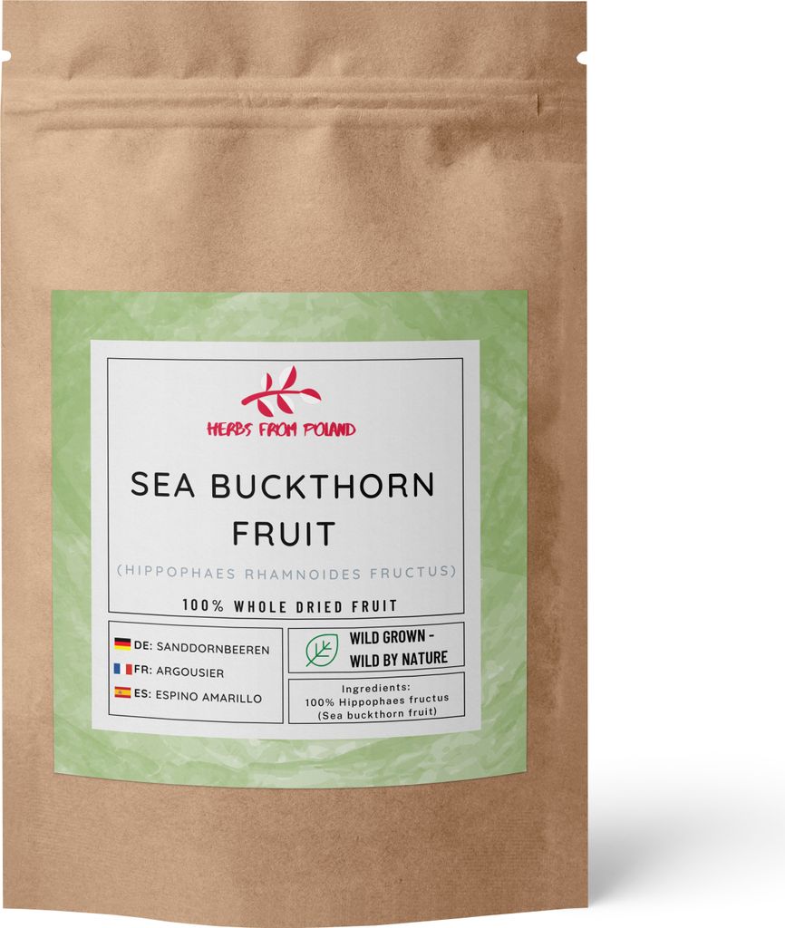 Herbs from Poland Sanddornbeeren – Reich an Antioxidantien, stärkt das Immunsystem, fördert die Verdauung und unterstützt Haut - 500g