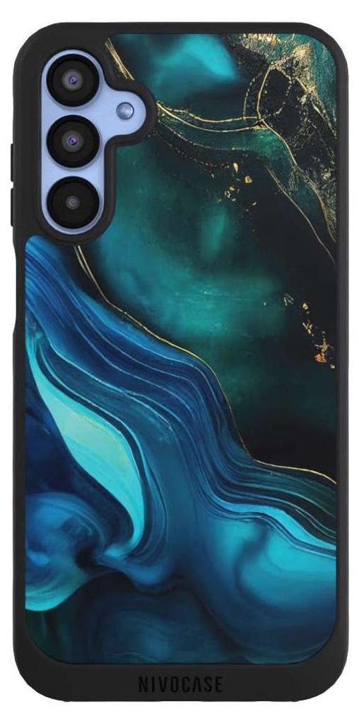 NIVOCASE Handyhülle für Samsung Galaxy A15 5G Hülle NIVOpure Case Schwarz Art Farbverlauf Marmor