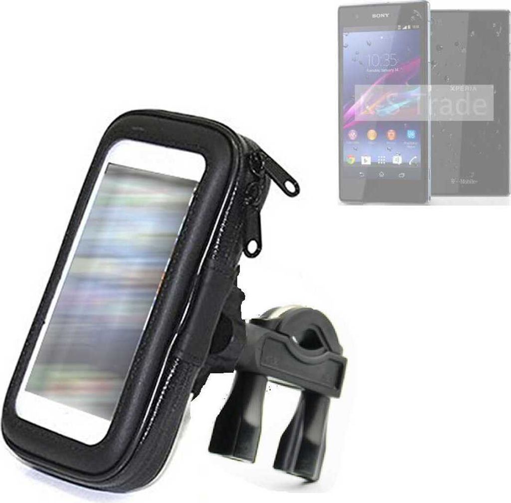 K-S-Trade Fahrrad-Halterung kompatibel mit Sony Xperia Z1 Compact Handy-Halterung Halter Lenkstange Fahrradhalterung Motorrad Bike Mount