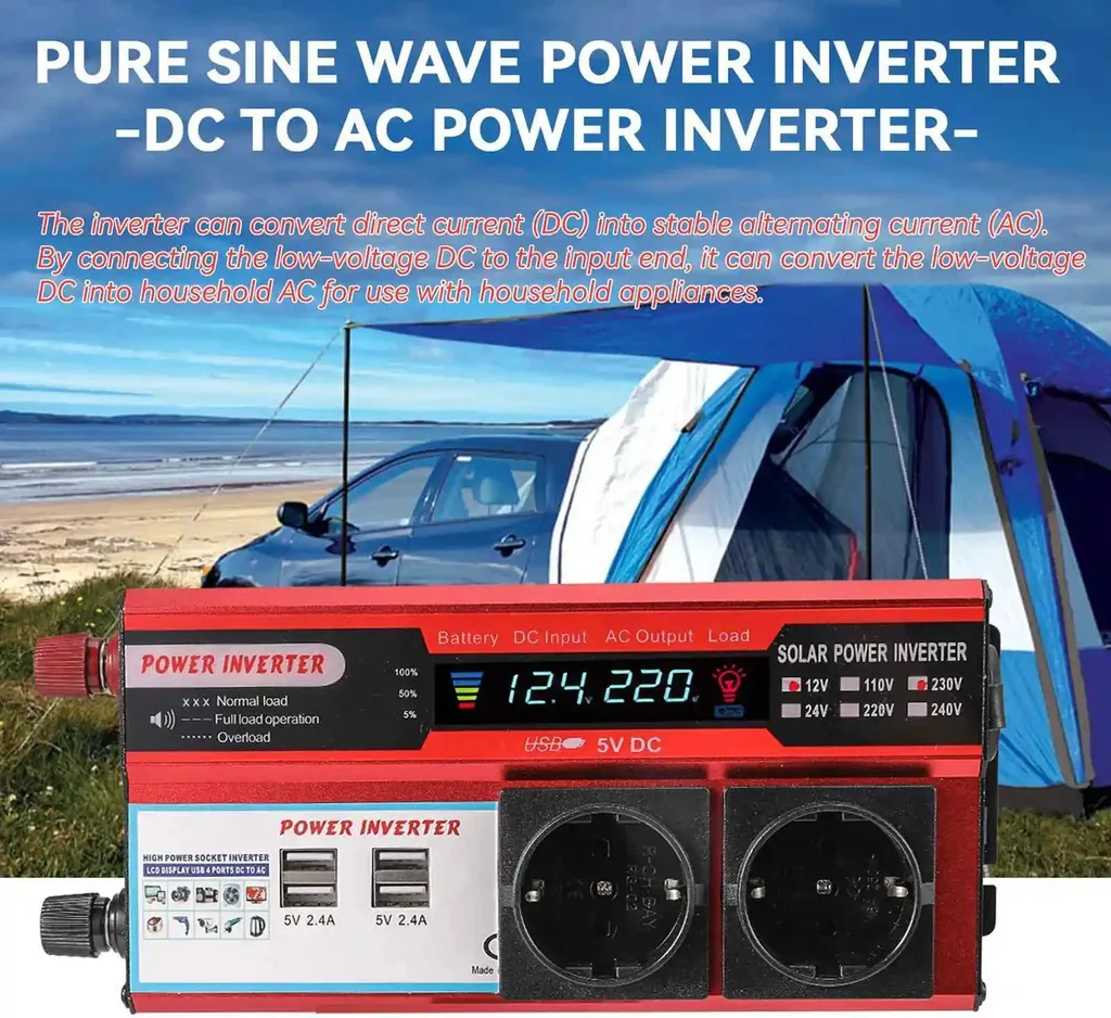 Convertitore 12V 220V 4000W Bianco | Efficienza 80% | Display LED - 9