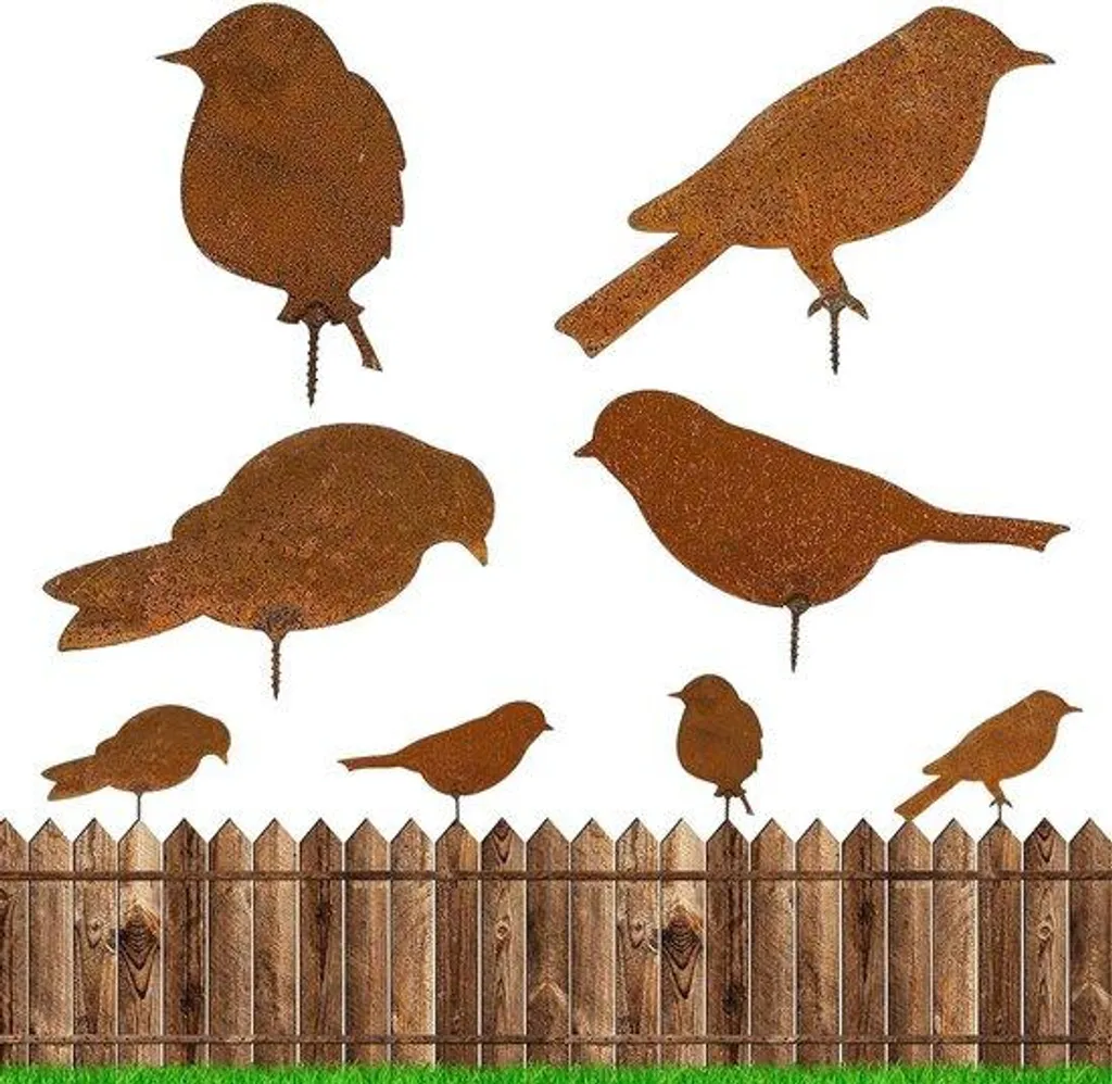 Oiseaux de jardin résistants - Lot de 4 pièces anti-UV pour décor durable