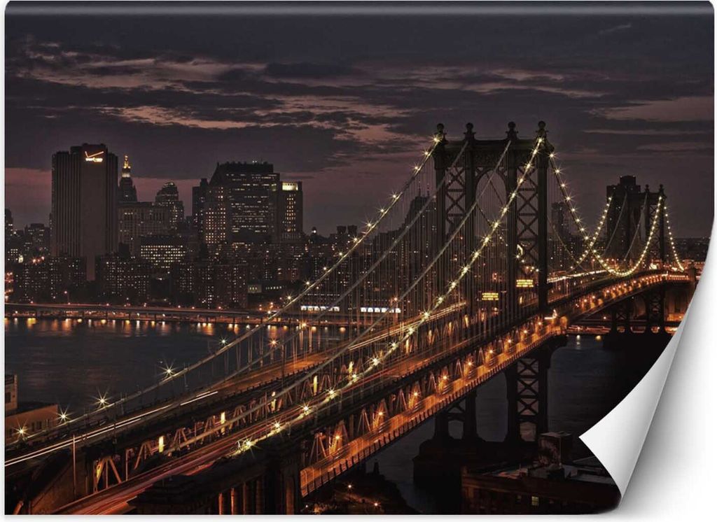 Vlies fototapete New Yorker Brücke 350x245 cm Feeby Braun inkl. Kleber einfache Montage