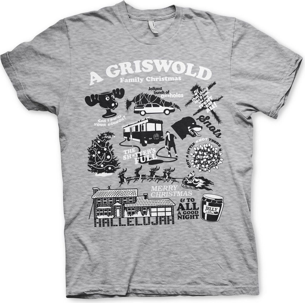 National Lampoon's Christmas Icons T-Shirt - Large - Heather-Grey