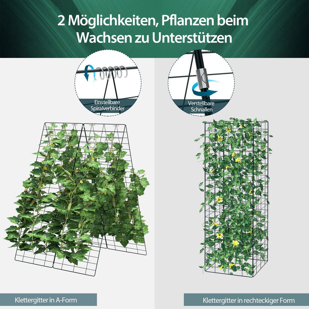 COSTWAY 8dílná zahradní mříž ocelová mříž včetně 55 doplňků Obrázek produktu 3