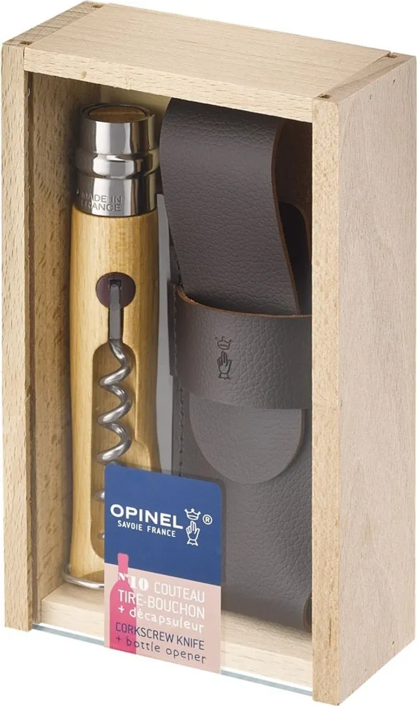 Kit Pique-Nique Opinel N°10 : Couteau Tire-Bouchon et Étui en Coffret
