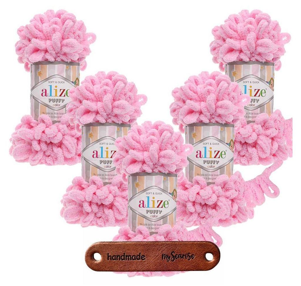 5 x ALIZE Puffy 185 Pink mit Label Produktbild 
