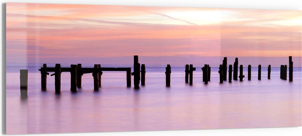 DEQORI Glasbild Echtglas 150x60 cm 'Stille Wasserträume' Wandbild Bild modern Deko