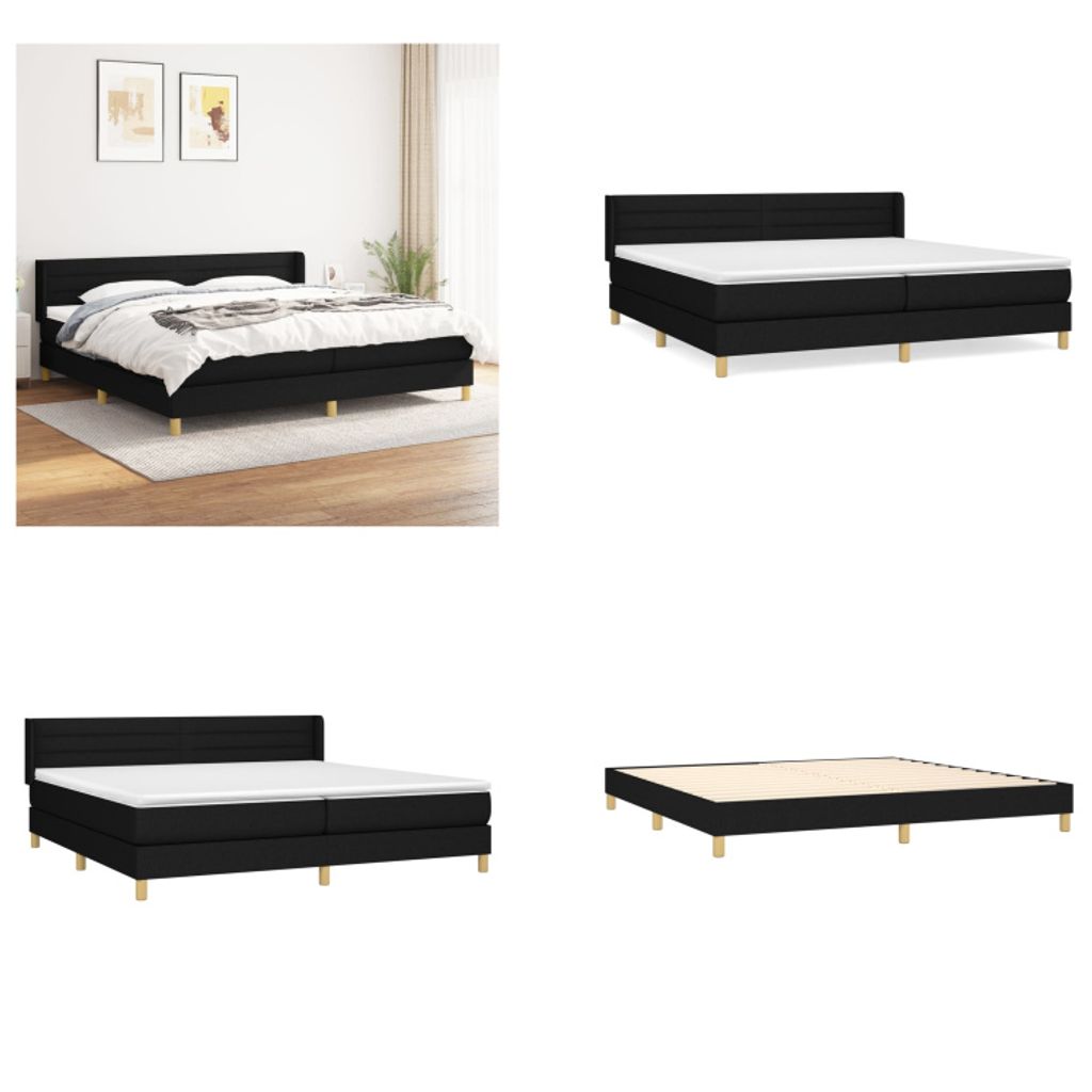 vidaXL Boxspringbett mit Matratze Schwarz 200x200 cm Stoff - Boxspringbett - Boxspringbetten - Bett - Schlafzimmermöbel